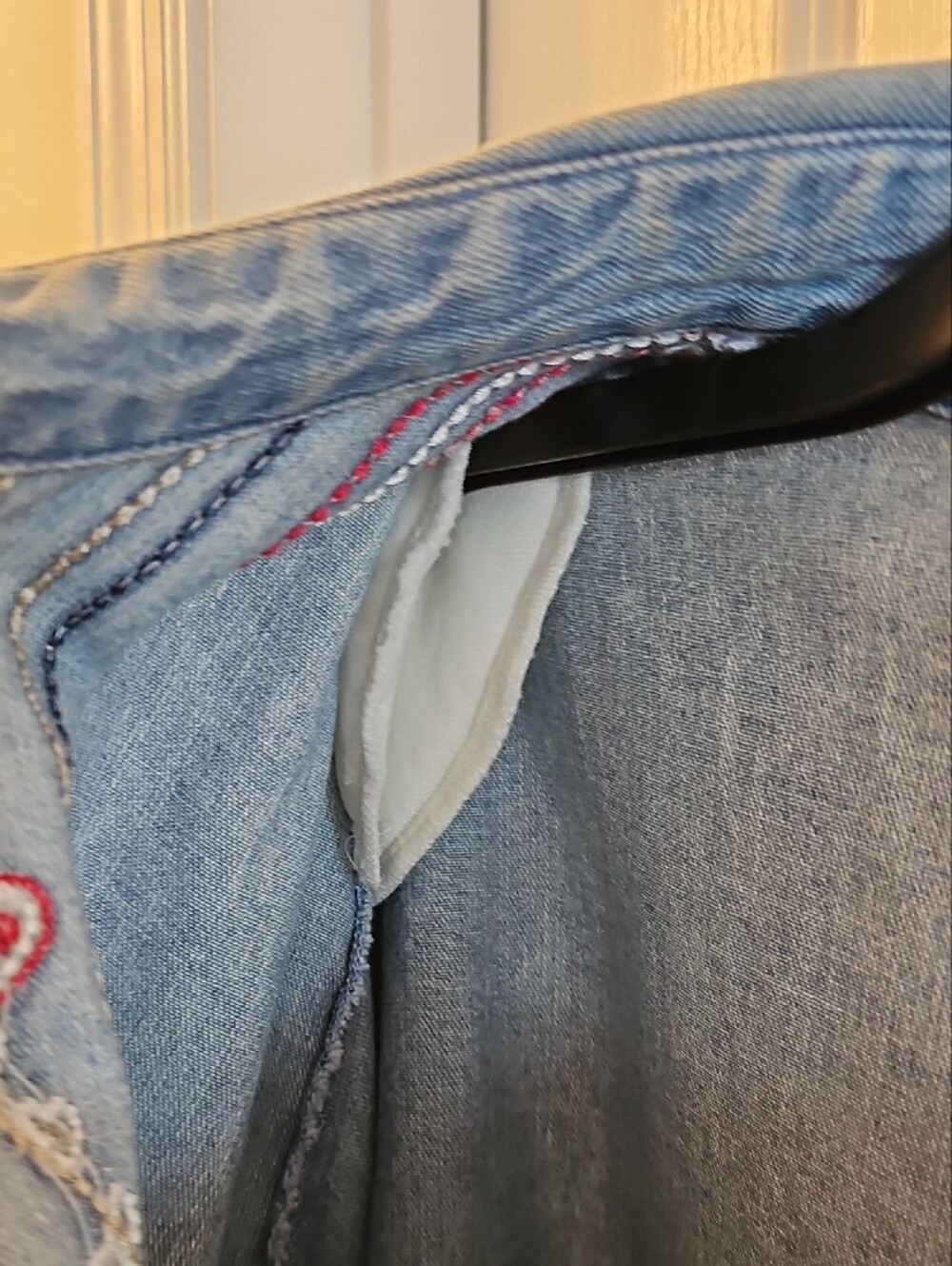 Vintage Teddi Light Blue Denim Button-Down Shirt with Red Heart Embroidery - Picture 8 of 8